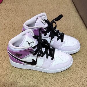 Jordan Women's Sneakers in White, Black, and Purple